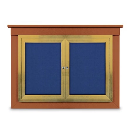 United Visual Products 24"x36" 1-Door Enclosed Letterboard, Header, Green Felt/Walnut UV2621HD-WALNUT-GREEN